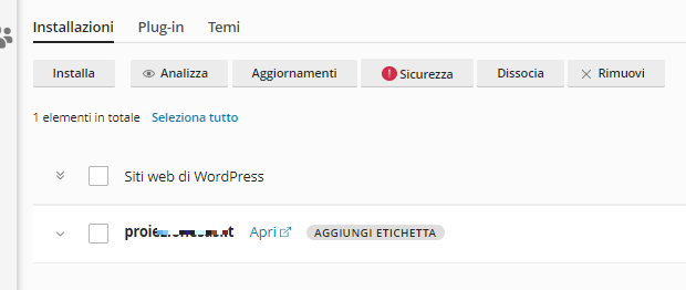 Primo passo per aggiornare WordPress con Toolkit
