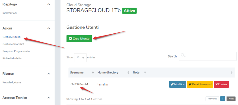 Cloud storage SafeBox di Utixo - gestione utenti