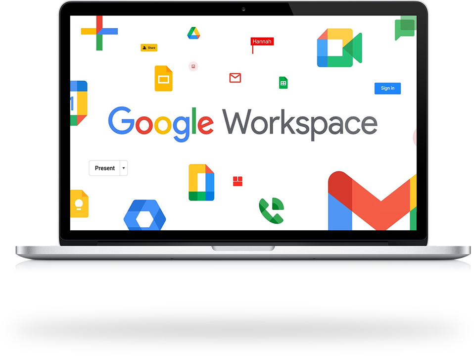Logo Google Workspace su laptop